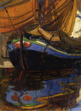 Копия картины "sailing boat with reflection in the water" художника "шиле эгон"