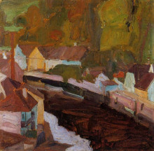 Картина "village by the river" художника "шиле эгон"