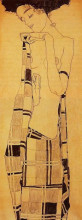 Репродукция картины "standing girl in a plaid garment" художника "шиле эгон"