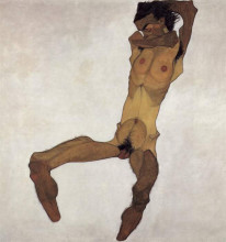 Копия картины "seated male nude" художника "шиле эгон"