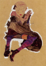 Репродукция картины "seated young girl" художника "шиле эгон"