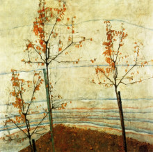 Копия картины "autumn trees" художника "шиле эгон"