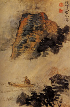 Репродукция картины "the fishermen in the cliff" художника "шитао"