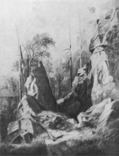 Репродукция картины "скалы на острове валааме. кукко" художника "шишкин иван"
