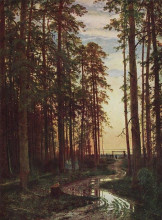 Репродукция картины "вечер в сосновом лесу" художника "шишкин иван"