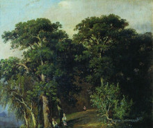 Картина "лесной пейзаж с фигурами" художника "шишкин иван"