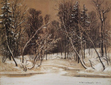 Репродукция картины "лес зимой" художника "шишкин иван"