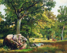 Репродукция картины "солнечный день в лесу. дубы" художника "шишкин иван"