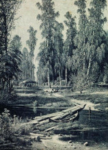 Репродукция картины "лесная речка" художника "шишкин иван"