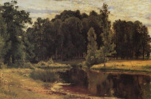 Репродукция картины "пруд в старом парке" художника "шишкин иван"