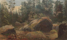 Репродукция картины "валуны в лесу" художника "шишкин иван"