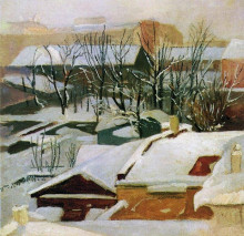Копия картины "городские крыши зимой" художника "шишкин иван"