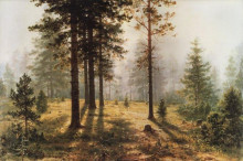 Репродукция картины "туман в лесу" художника "шишкин иван"