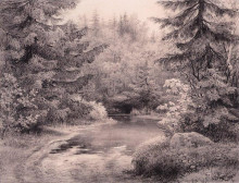 Репродукция картины "ручей в лесу" художника "шишкин иван"