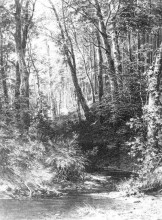 Репродукция картины "ручей в лесу" художника "шишкин иван"
