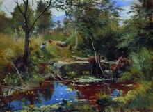 Репродукция картины "пейзаж с мостиком" художника "шишкин иван"