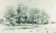 Репродукция картины "деревья в поле. братцево" художника "шишкин иван"