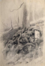 Репродукция картины "корни дерева" художника "шишкин иван"