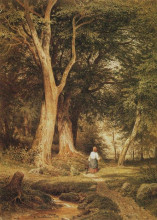 Репродукция картины "женщина с мальчиком в лесу" художника "шишкин иван"