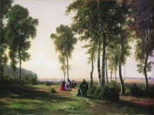 Репродукция картины "пейзаж с гуляющими" художника "шишкин иван"