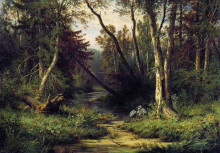 Копия картины "лесной пейзаж с цаплями" художника "шишкин иван"