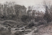Копия картины "лесной ручей. вечер" художника "шишкин иван"