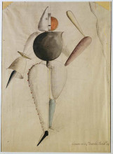 Картина "preliminary sketch for the triadic ballet" художника "шлеммер оскар"