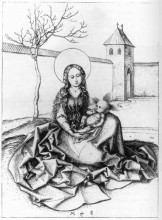 Репродукция картины "madonna and child in the couryard" художника "шонгауэр мартин"