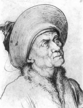 Репродукция картины "man in a hat gazing upward" художника "шонгауэр мартин"