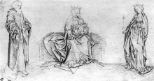 Репродукция картины "sitting mary with the st. jude thaddeus and st. ursula" художника "шонгауэр мартин"