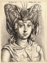 Репродукция картины "woman with a turban" художника "шонгауэр мартин"