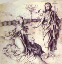 Картина "our saviour appearing to mary magdalene in the garden" художника "шонгауэр мартин"