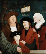 Репродукция картины "portrait of the cuspinian family" художника "штригель бернхард"