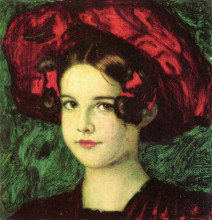 Картина "mary with a red hat" художника "штук франц фон"