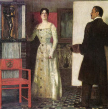 Картина "self-portrait of the painter and his wife in the studio" художника "штук франц фон"