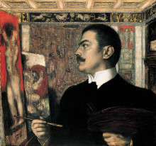 Картина "self-portrait in studio" художника "штук франц фон"