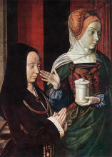 Картина "madeleine of bourgogne presented by st. mary magdalene" художника "эй жан"