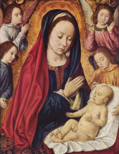 Картина "the virgin and child adored by angels" художника "эй жан"