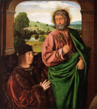 Репродукция картины "peter ii duke of bourbon presented by st. peter, left hand wing of a triptych" художника "эй жан"