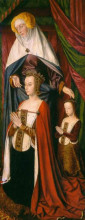 Картина "st. anne presenting anne of france and her daughter, suzanne of bourbon - right wing of the bourbon altarpiece" художника "эй жан"