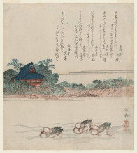 Репродукция картины "komagata-d&#244; temple at onmaya embankment (onmaya-gashi)" художника "эйсен кейсай"