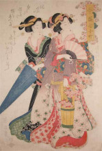 Репродукция картины "kiyomizu komachi" художника "эйсен кейсай"