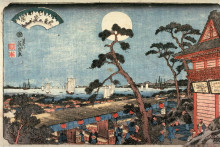 Картина "autumn moon over atago hill (atagosan no aki no tsuki) from the series eight views of edo" художника "эйсен кейсай"