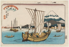 Картина "returning sails at shiba bay" художника "эйсен кейсай"
