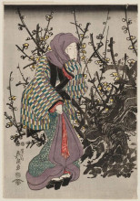 Копия картины "woman by plum tree at night" художника "эйсен кейсай"