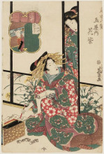 Картина "hanamurasaki of the tamaya, from the series eight views of the pleasure quarters (kuruwa hakkei)" художника "эйсен кейсай"