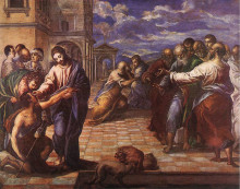 Копия картины "христос исцеляет слепого" художника "эль греко"
