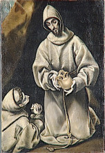 Картина "св. франциск и брат лео размышляют о смерти" художника "эль греко"