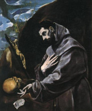 Копия картины "св. франциск за молитвой" художника "эль греко"