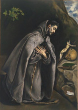 Копия картины "св. франциск за молитвой" художника "эль греко"